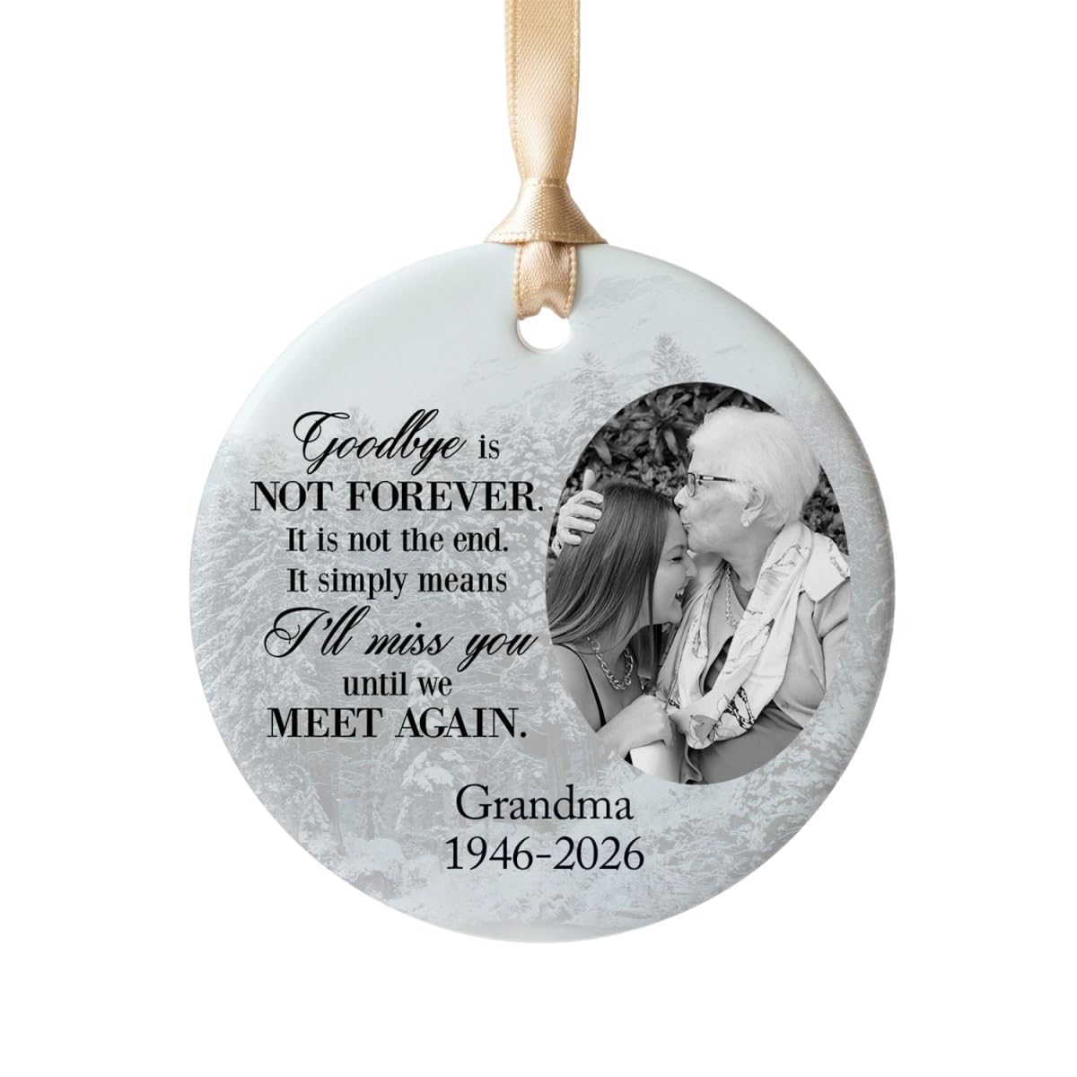Gutegifts White Personalised Memorial Photo Christmas Ceramic Baubles Xmas Tree Decor