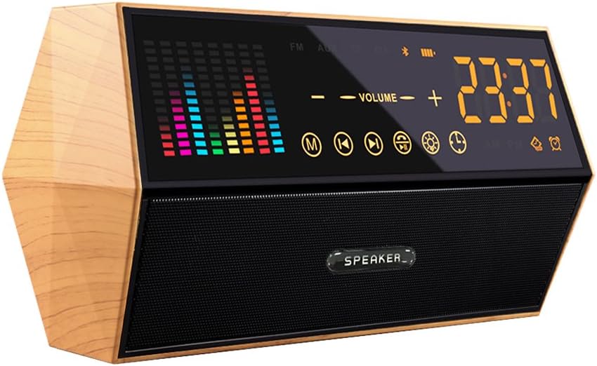 Bluetooth Speaker, 2018 Sysmarts Portable Wireless Bluetooth 4.2 Stereo Speaker with FM Radio Digital Alarm Clock Supported TF Card/AUX-in USB Charging (Yellow)