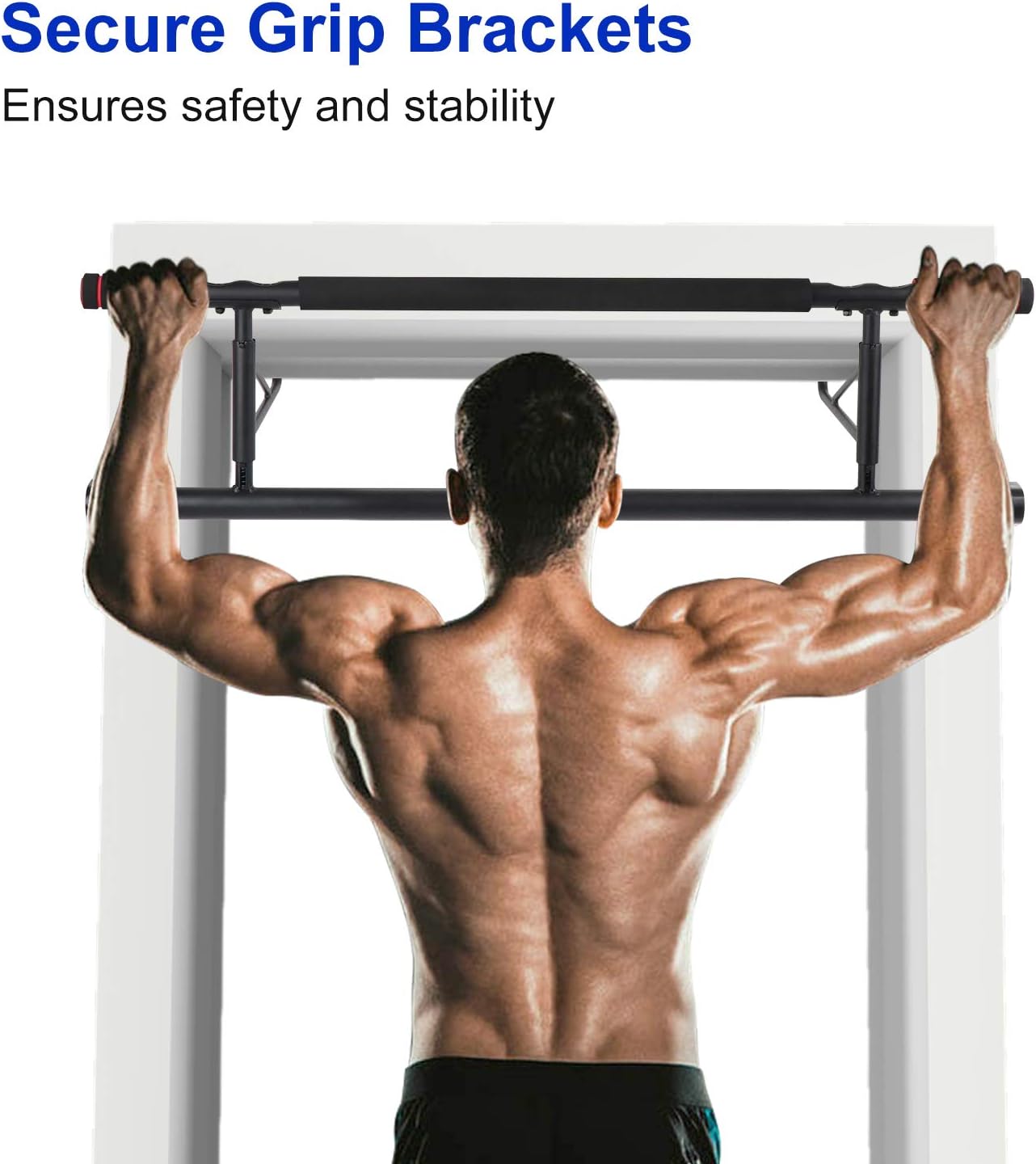 Pull Up Bar Doorway, YEEGO USA Original Patent, USA Designed, Indoor Chin Up Bar Smart Hook Technology No Crews Home Exercise (Red) : Tools & Home Improvement
