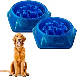 Comedouro Lento Educativo para Cães, Kit com 2 Unidades, Azul