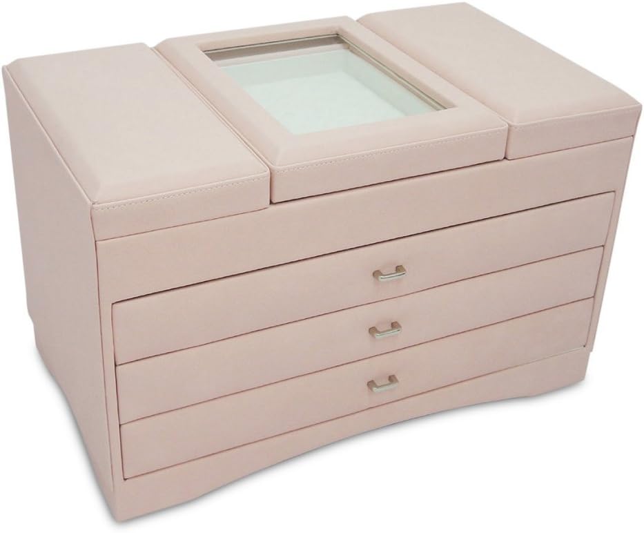 Morelle Sophia Large Leather Jewelry Keep, Dusty Rose