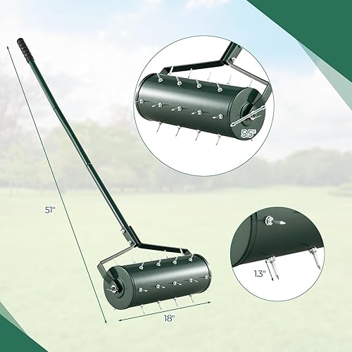 Miniatura 5 de IRONMAX Aireador de césped rodante, herramienta de empuje manual para despachar el suelo con mango ergonómico, herramienta de césped aireador de