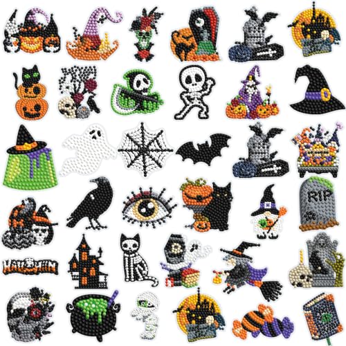 Saillong 36 Pcs Halloween Diamond Painting Sticker 5d DIY Diamond Sticker