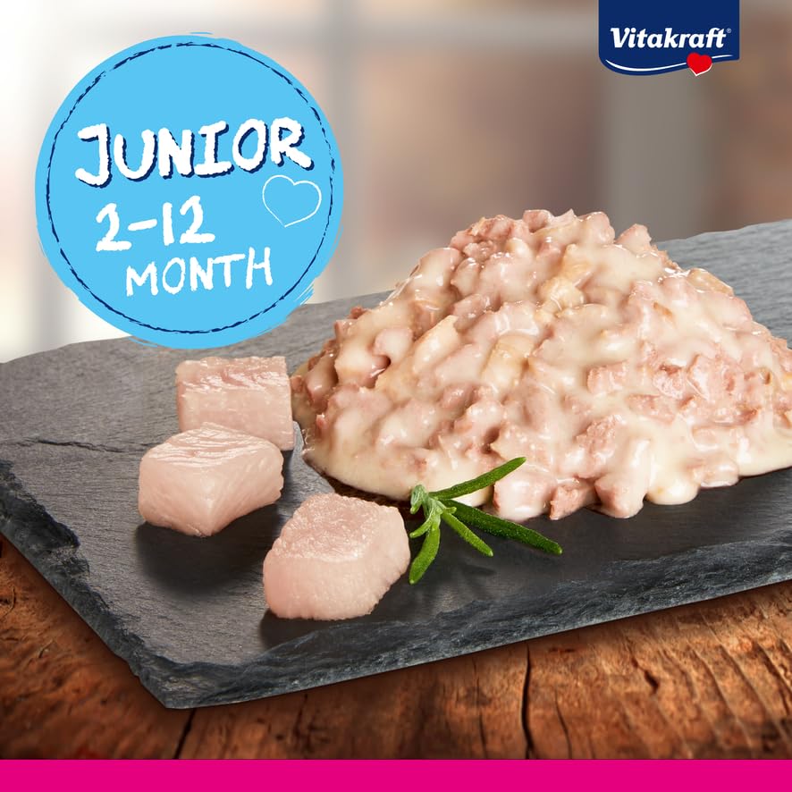 Vitakraft Poésie Délice, Junior, Nassfutter Katze, Katzennassfutter in Sauce, mit Huhn, für junge Katzen, ohne Zusatz von Zucker und Getreide (1x 85g)
