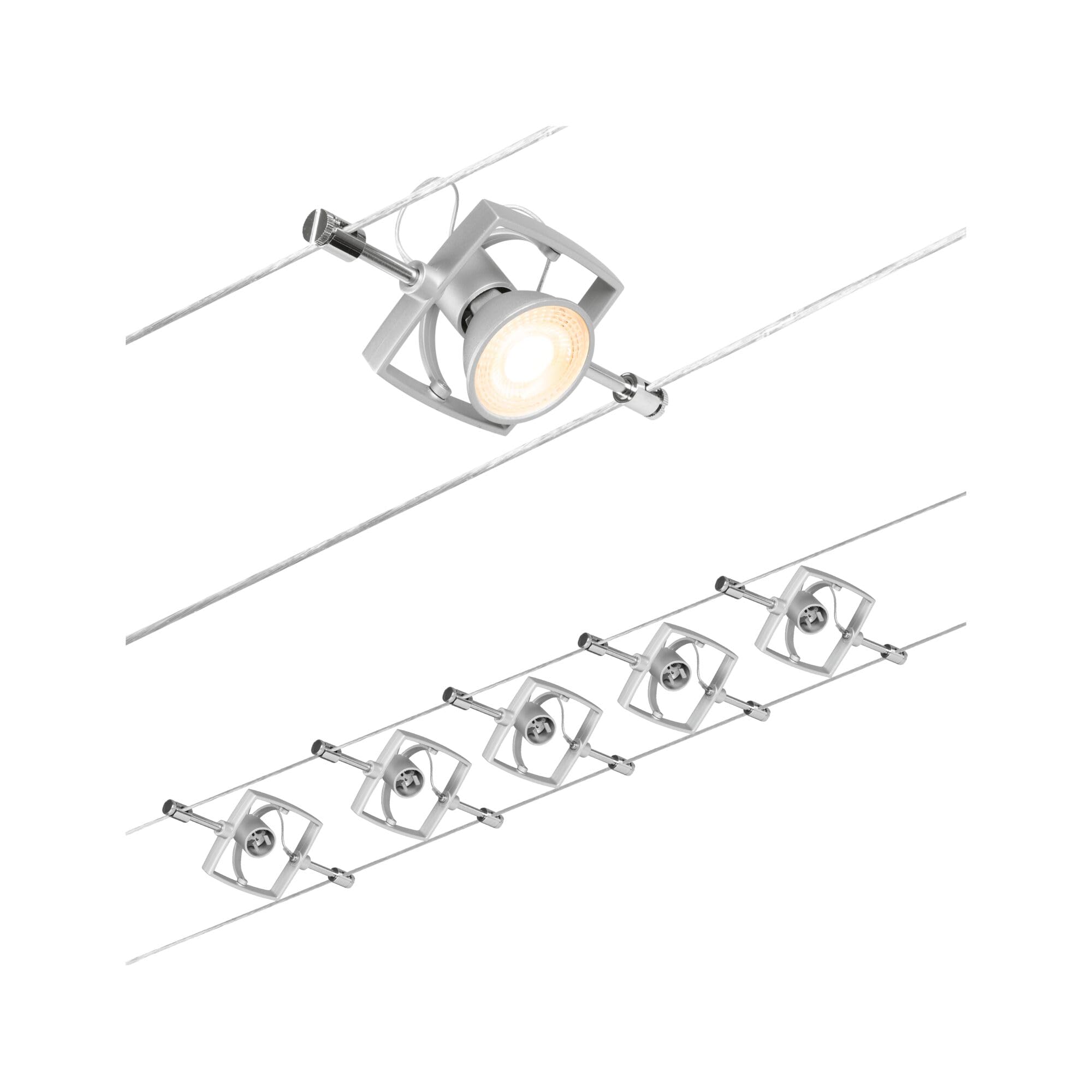 Paulmann Matt Chrome Wire Mac Ii Cable Lighting System, 5-Bulb, 5 M Chrome