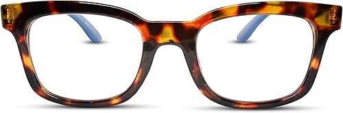Lectores de luz azul cielo con concha de tortuga azul para que las mujeres se vean elegantes con alta visión, anteojos de lectura resistentes y