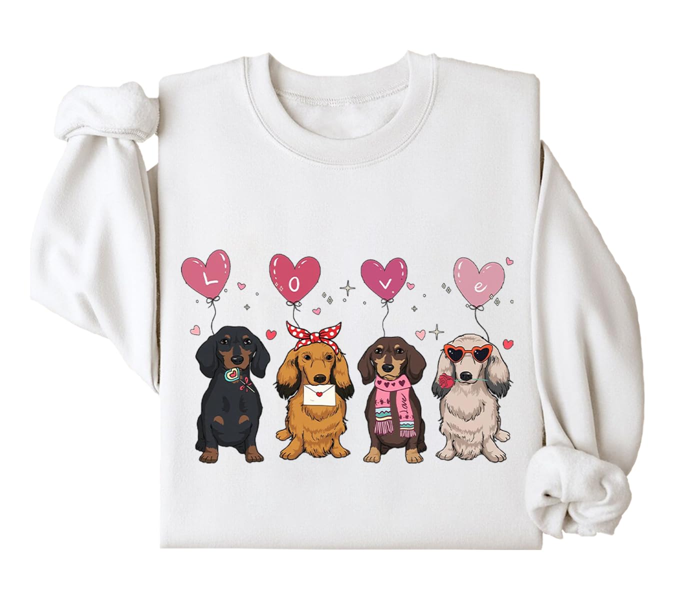 Valentine Dachshund Dog Men Women Long Sleeve Sweatshirt Hoodie Shirt