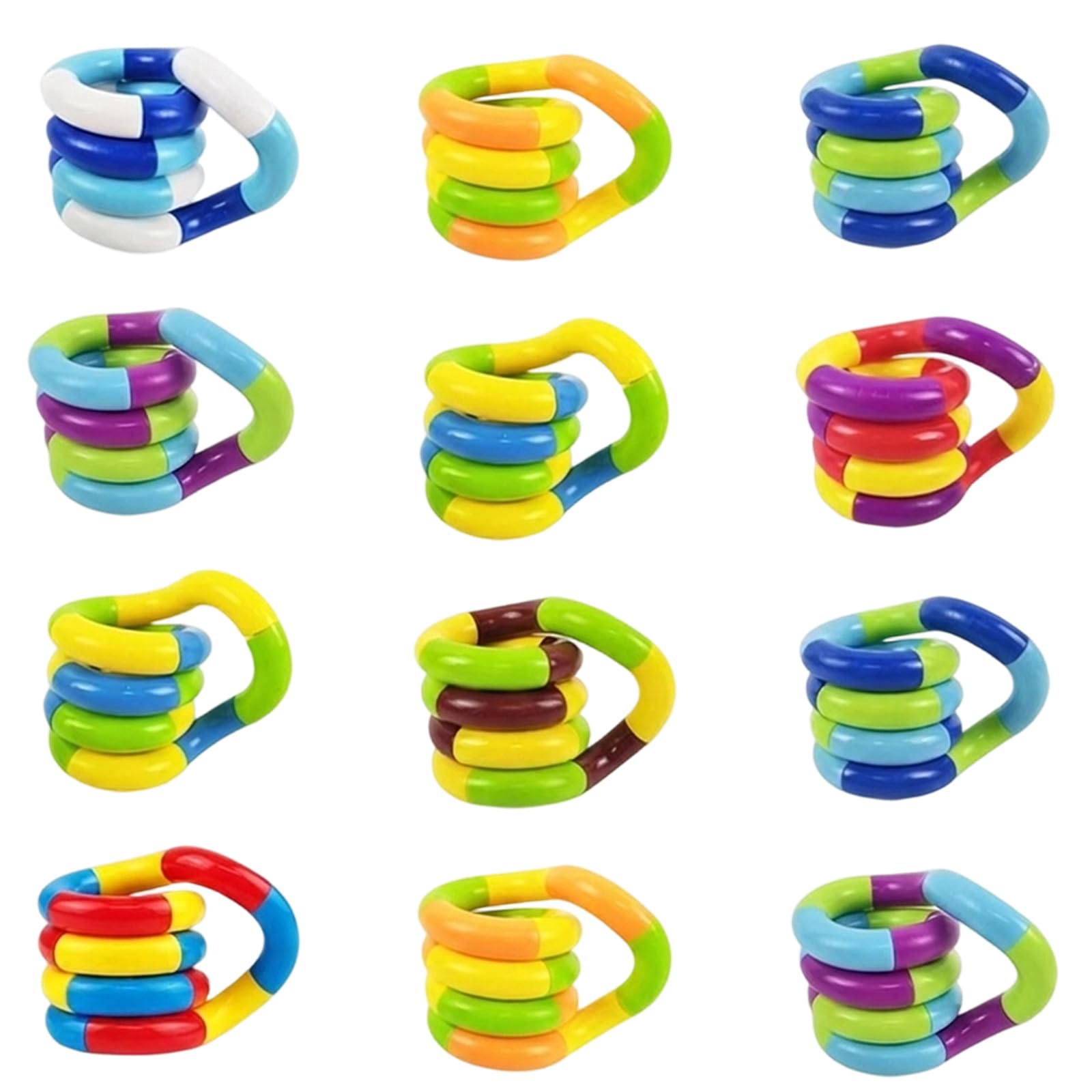 Tangle Toy, 12-Piece Set, Silent Fidget Toys for Stress Relief and Focus Enhancement, Creative Play and Travel Entertainment, Fine Motor Skills Development