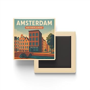 Amsterdam Hollanda - Anne Frank Evi - Bask l  Buzdolap Magneti Kare 9x9 cm