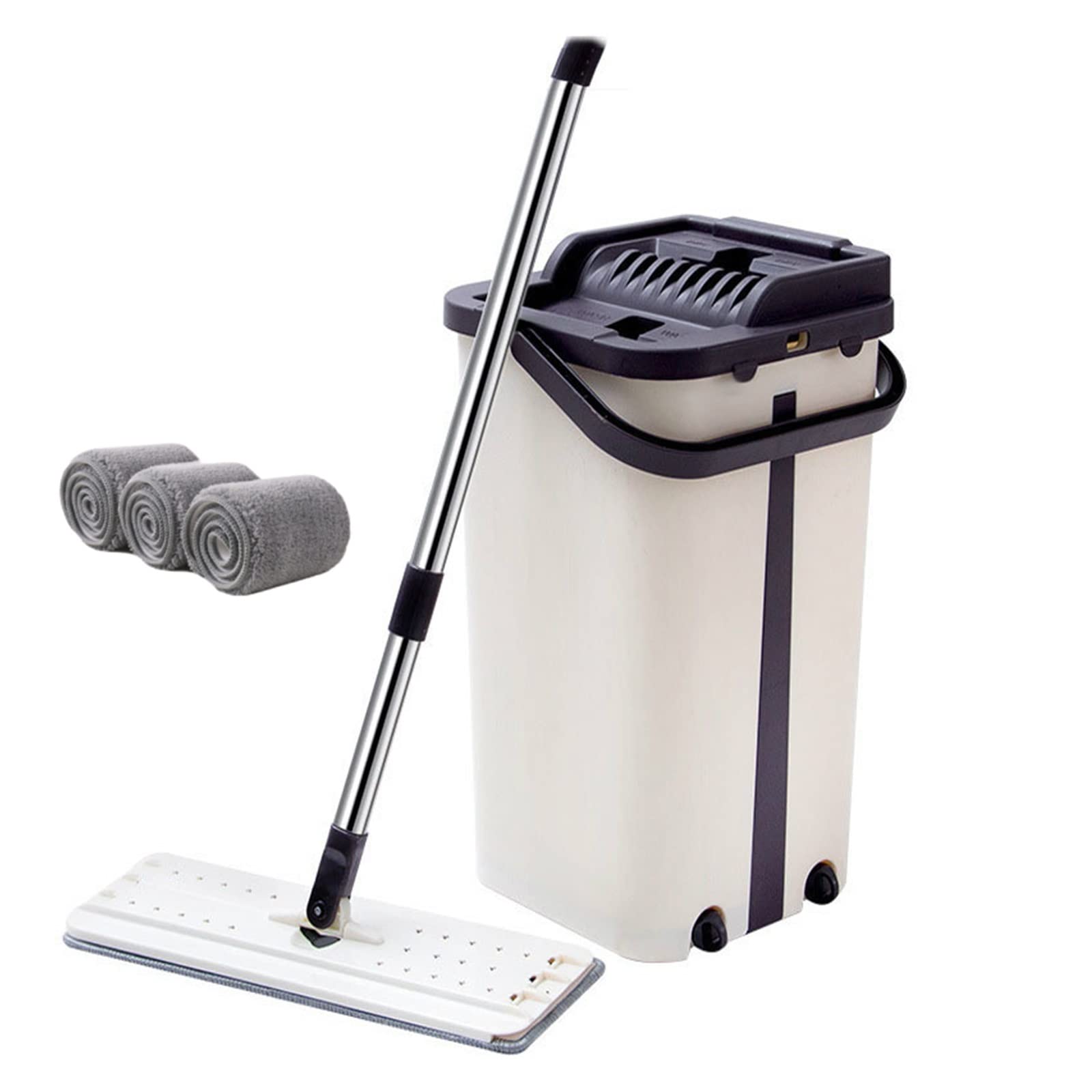 yaoqijie Mop z wiadrem Wirowanie Płaskie urządzenie do czyszczenia podłóg Ściągaczka Trapezer Dom i zamówienie Łatwe do opróżniania Spryskiwacz Spray Woda do mycia okien lasting (Color : Within 4 pad