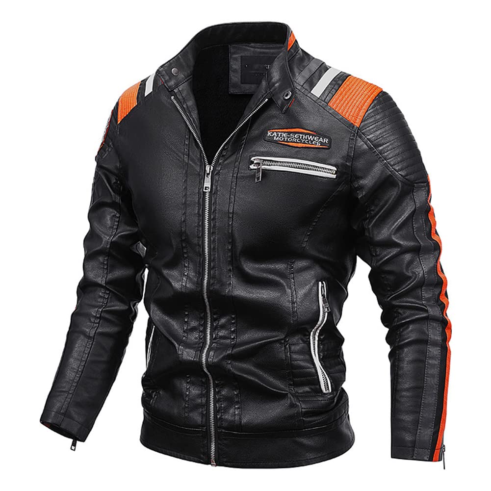 SevenDwarf casacos e jaquetas Masculina masculina gola pu jaqueta de moto jaqueta de lã