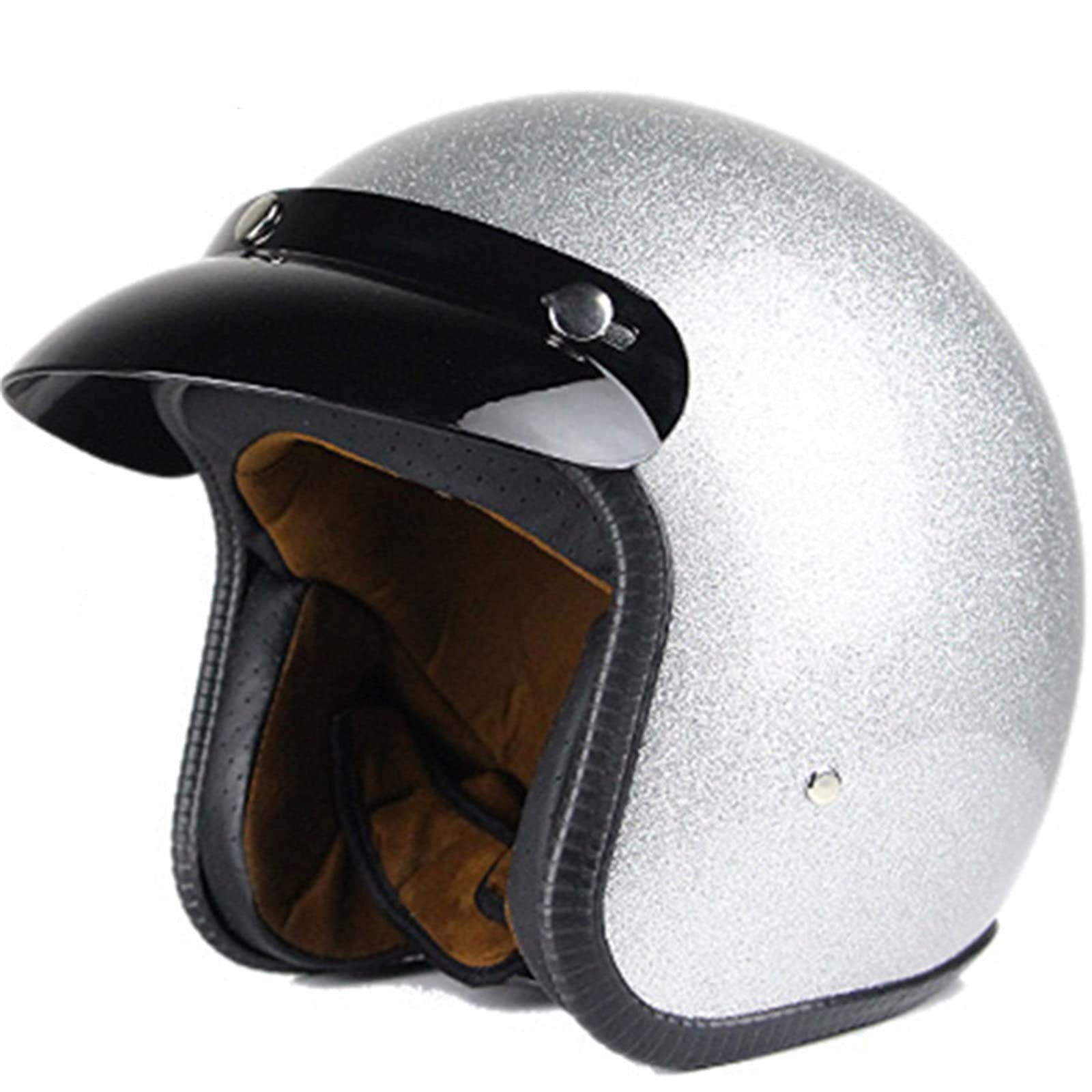 BGMKE Caschi Motociclo Adulto retrò 3/4 Aperto Mezzo Casco Street Vintage Portatile Casco Scodella per Uomo Donna Scooter Ciclomotore Casco Jet Chopper Cruiser Casco ECE Certificato