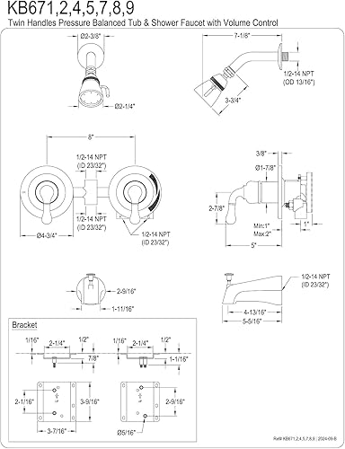 Miniatura 2 de Kingston Brass KB671 Grifo de ducha de bañera con asas dobles, cromo pulido