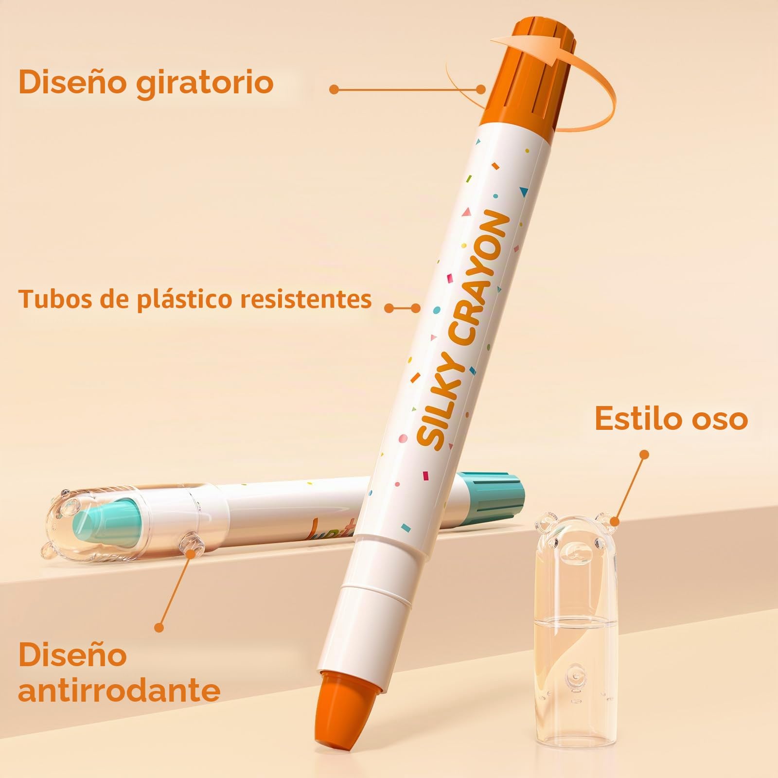 JUPITEARTH 36 crayones de colores para niños pequeños de 1 a 3 años y niños de 4 a 8 años, crayones lavables no tóxicos de 2 a 4, suministros de arte ultra sedosos de fácil agarre, regalo ideal para