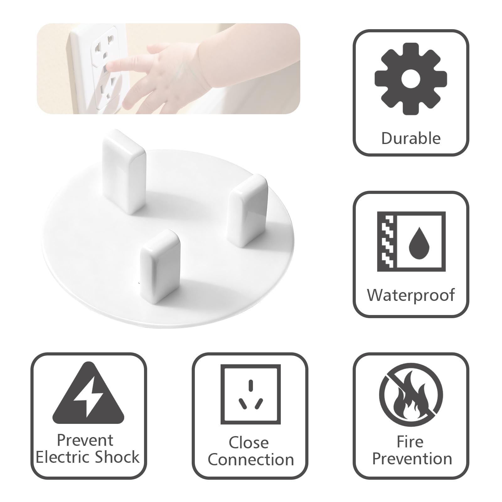 24PCS Child Safety Socket Covers Baby Proofing Electrical Outlet Plug Covers to Prevent Electric Shock,UK Plug Protectors - Image 3