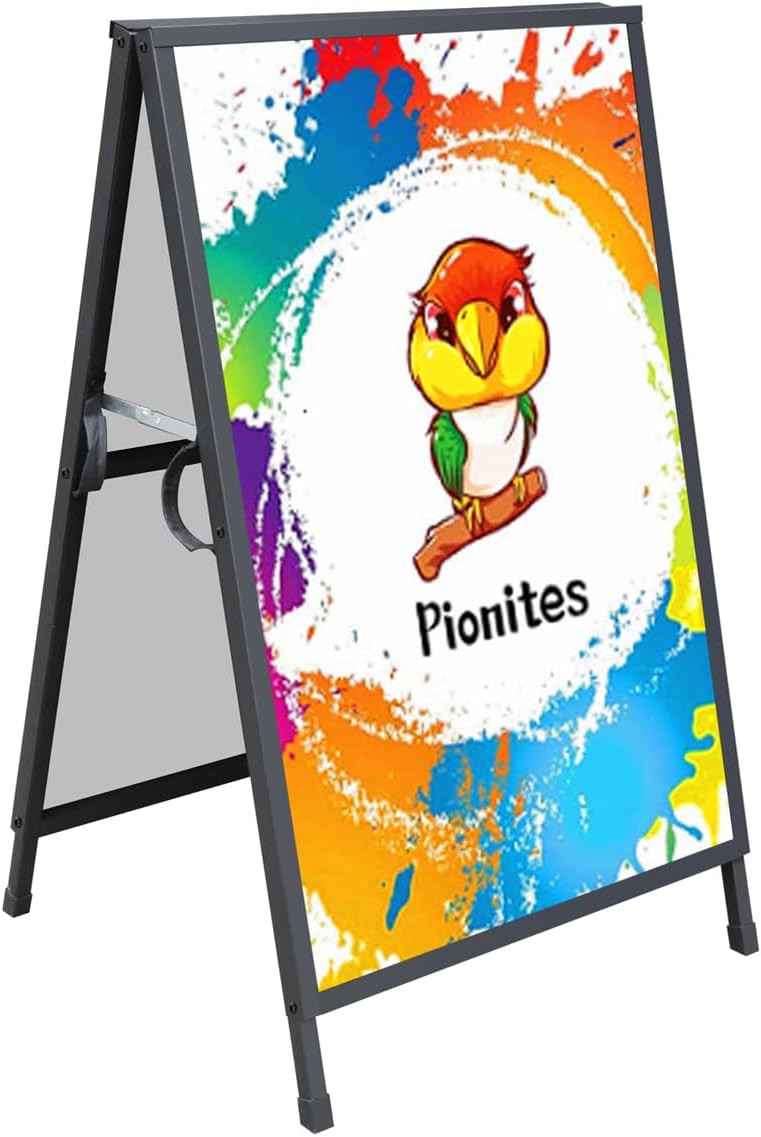 Heavy Duty Slide-in Folding A Frame Sign Sidewalk Sign 24x 36 Inch Steel Metal Double-Side Pavement sign Corrugated Plastic Poster (1PACK-24x36 inch(Frame only))