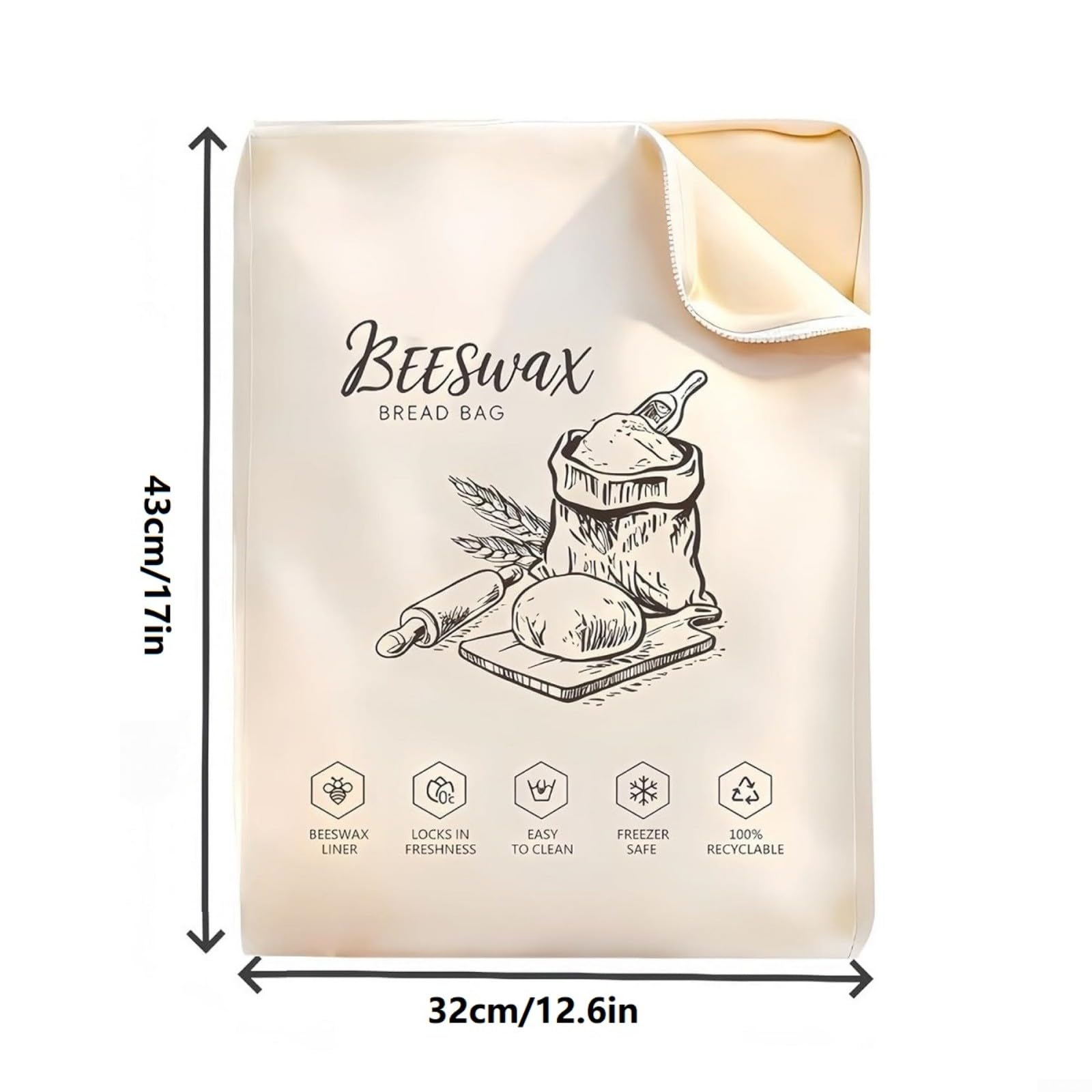 Wiederverwendbare Bienenwachs-Baumwoll-Brotbeutel für hausgemachtes Brot, hält frisch (10 Stück)