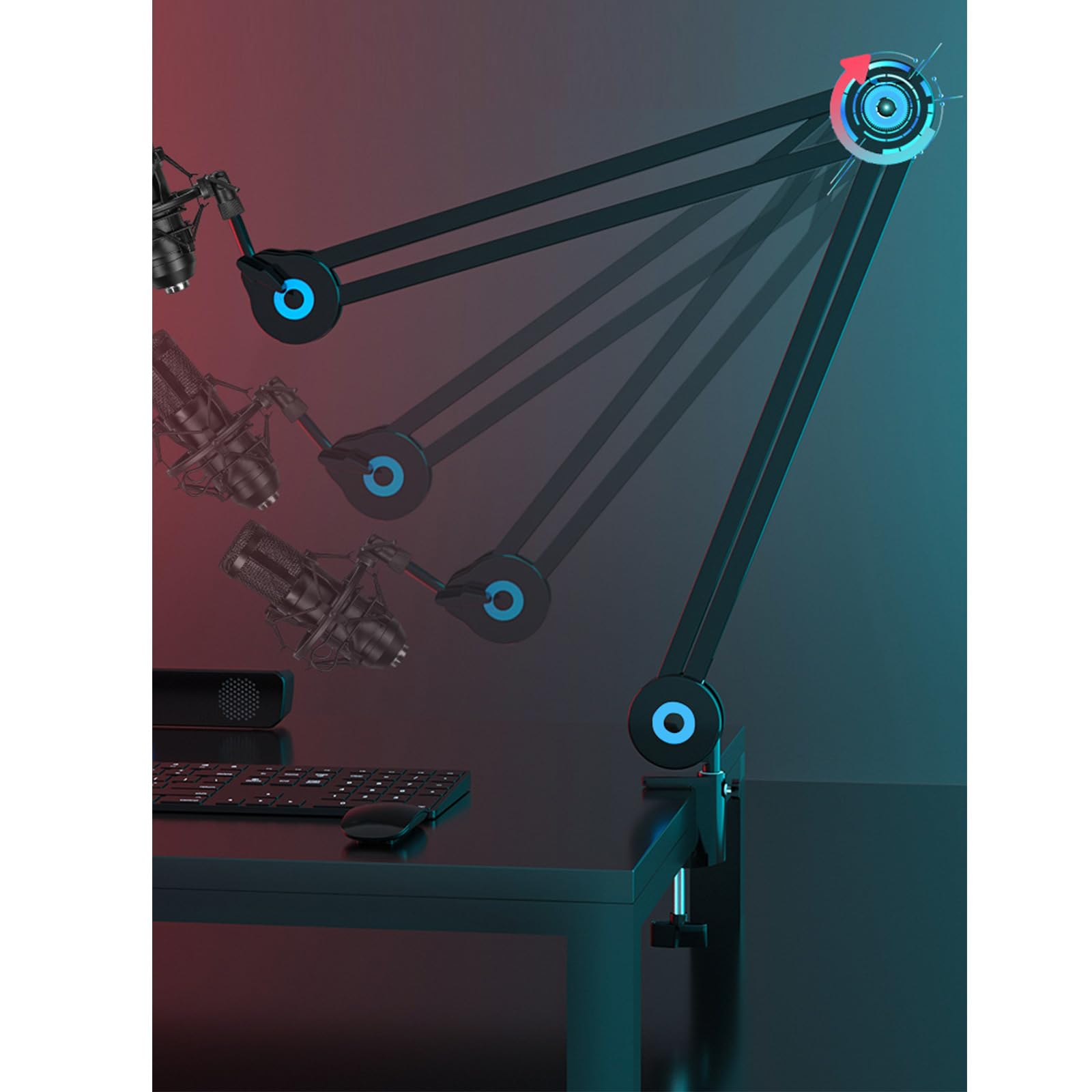 Desktop Mikrofonarmhalter mit 360-Grad Drehung und sicherer Montageklemme für Live Streaming Heimstudiogeräte Desktop Mikrofonarm