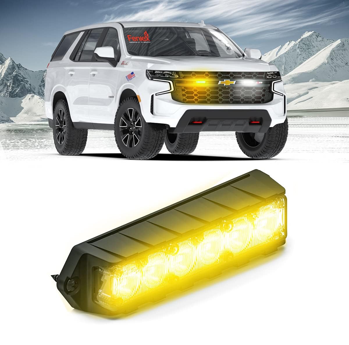 Feniex Industries - Luces de advertencia LED profesionales Fusion-S para montaje en superficie (ámbar) para obras públicas y camiones de remolque