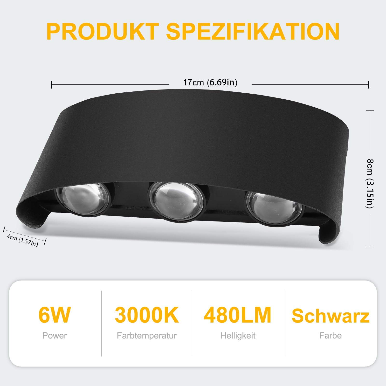 Oraymin 2 PCS Applique Murale Interieur IP65, 3000k Lampe Murale LED, Moderne Lampe Murale pour Chambre, Salon, Hôtel, Escalier, Allée