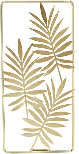 Decoración de pared de hojas de metal, hojas de árbol de arte dorado, decoración del hogar, decoración moderna minimalista para sala de estar,