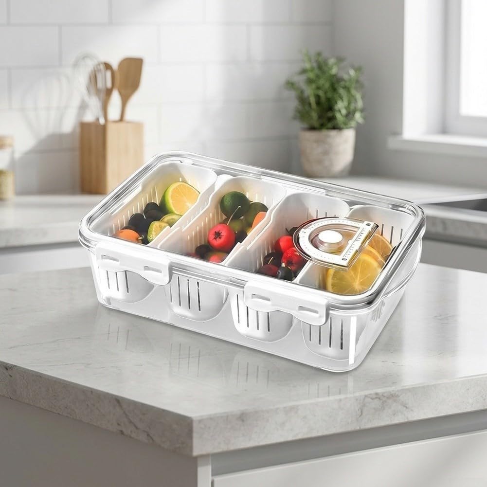 Cajas Conservación Verduras 4 Compartimentos Plástico