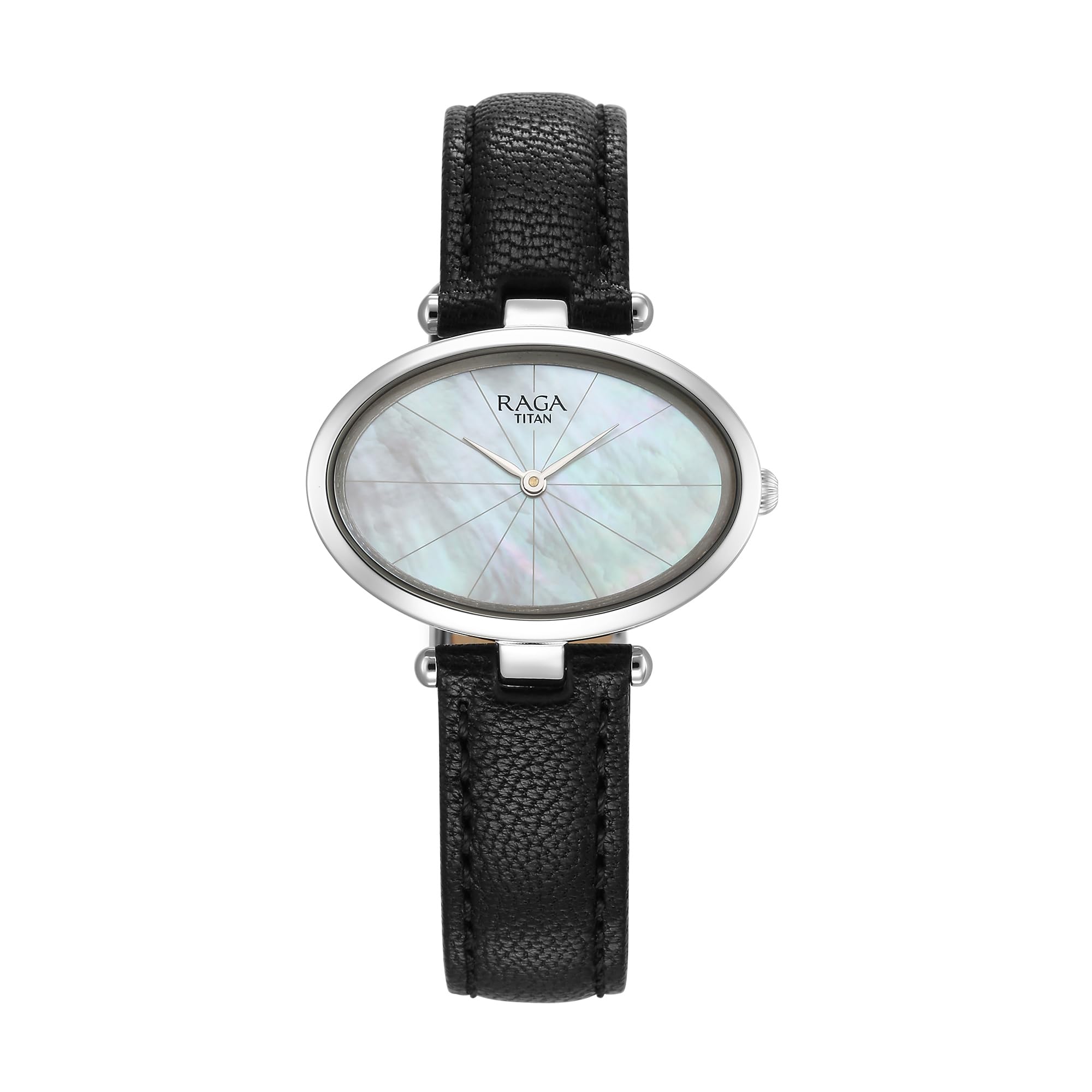 Titan Raga Silver Quartz Analog Mother of Pearl Dial Sterling Silver Case with Brown Color Leather Strap Watch for Women_95294VL01-image-24