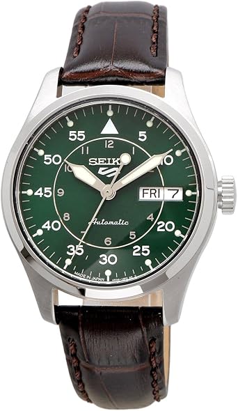 Seiko SRPJ89 Sports Field Suits Style Five Sports Automatic Men's Watch, Made in Japan, Brown Leather, Overseas Model