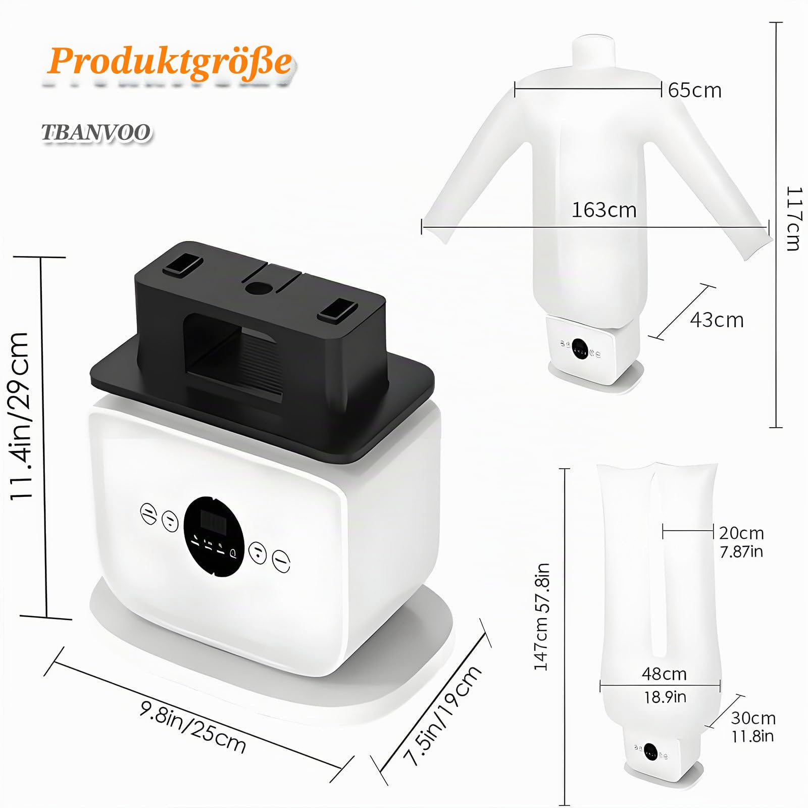 Bügelpuppe, Hemdenbügler & Bügelmaschine für Hemden, Blusen, T-Shirts, Hosen, Automatische Bügelmaschine mit Bügel- & Trockenfunktionen, Effiziente Bügelhilfe
