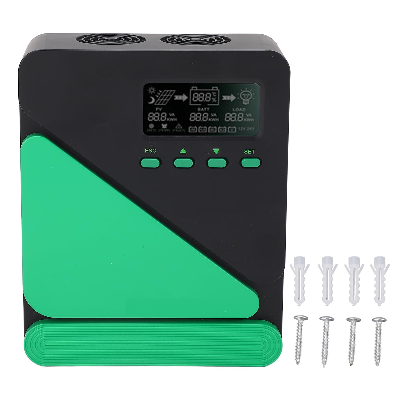 Ejoyous Regolatore di Carica Solare MPPT, Regolatore di Carica Pannello Solare ABS 12V 24V Automatico con Display LCD Retroilluminato, Doppia USB 5V 3A, Ingresso VOC 100V per Sistemi Solari Esterni