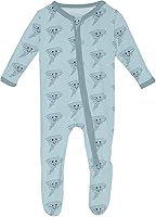Vista 53 de KicKee Baby & Toddler - Pijama de viscosa ultrasuave de bambú con patas abatibles y puños
