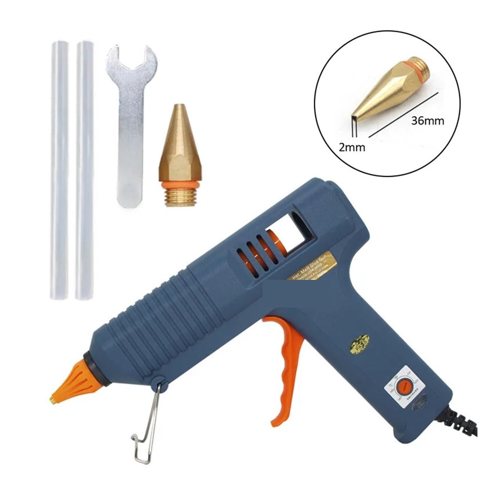 Pistolet Do Klejenia Na Gorąco 150W Z Regulacją Temperatury Długa Dysza Klejów W Sztyfcie 11mm Przemysłowe I Rękodzieło DIY Szybkie Nagrzewanie(Nozzle 2.0x36mm)