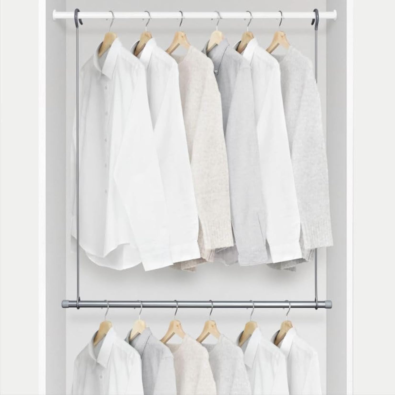 Rayen Double Hang Closet Rod, steel, Gray, 77x85 cm