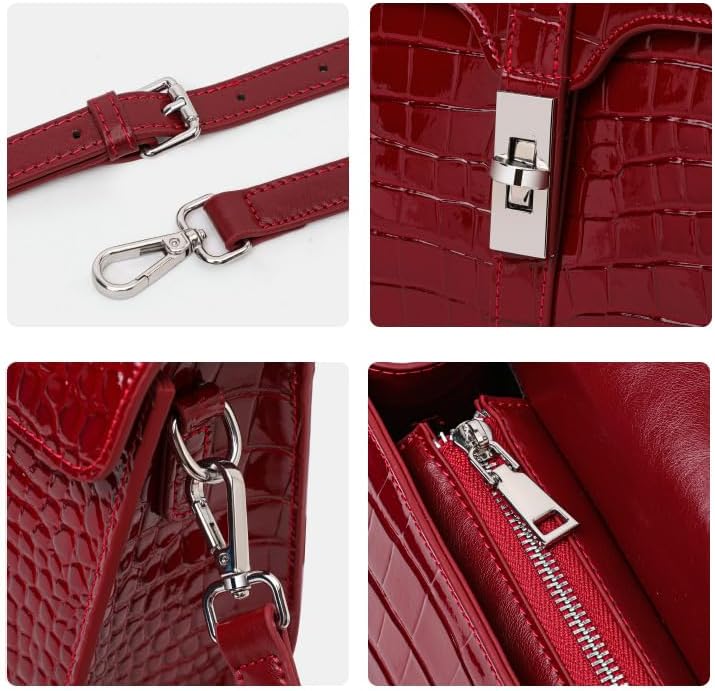 Genuine leather crocodile-patterned women's handbag with removable fine shoulder strap evening bag cashmere wallet - Image 6