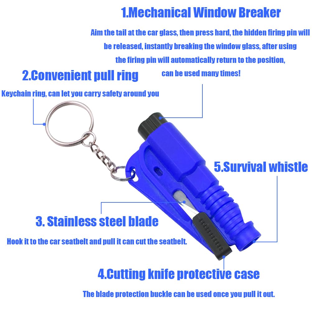 2pcs Car Escape Tool mit Clip Car Safety Keychain: 2 in 1 Seatbelt Cutter und Window Breaker, Car Safety Hammer, Seatbelt Cutter, Emergency Hammer mit Seatbelt Cutter, Escape Tool für Autos, Busse