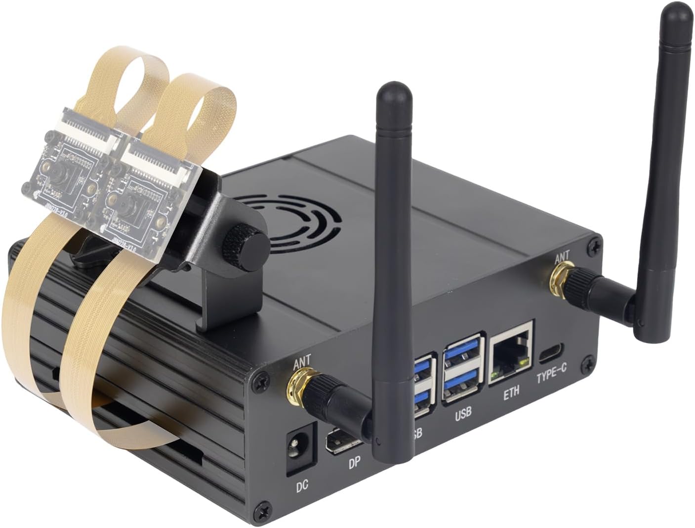Diagram showing the components included in the Yahboom Aluminum Alloy Case package, including case parts, cables, screws, and optional camera bracket components.