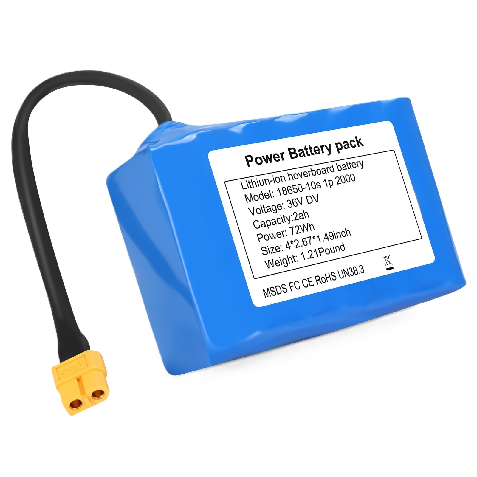 HaiNXC 2000mAh 36 V uprade Hoverboard Battery Replacement 10S1P with XT60 Plug