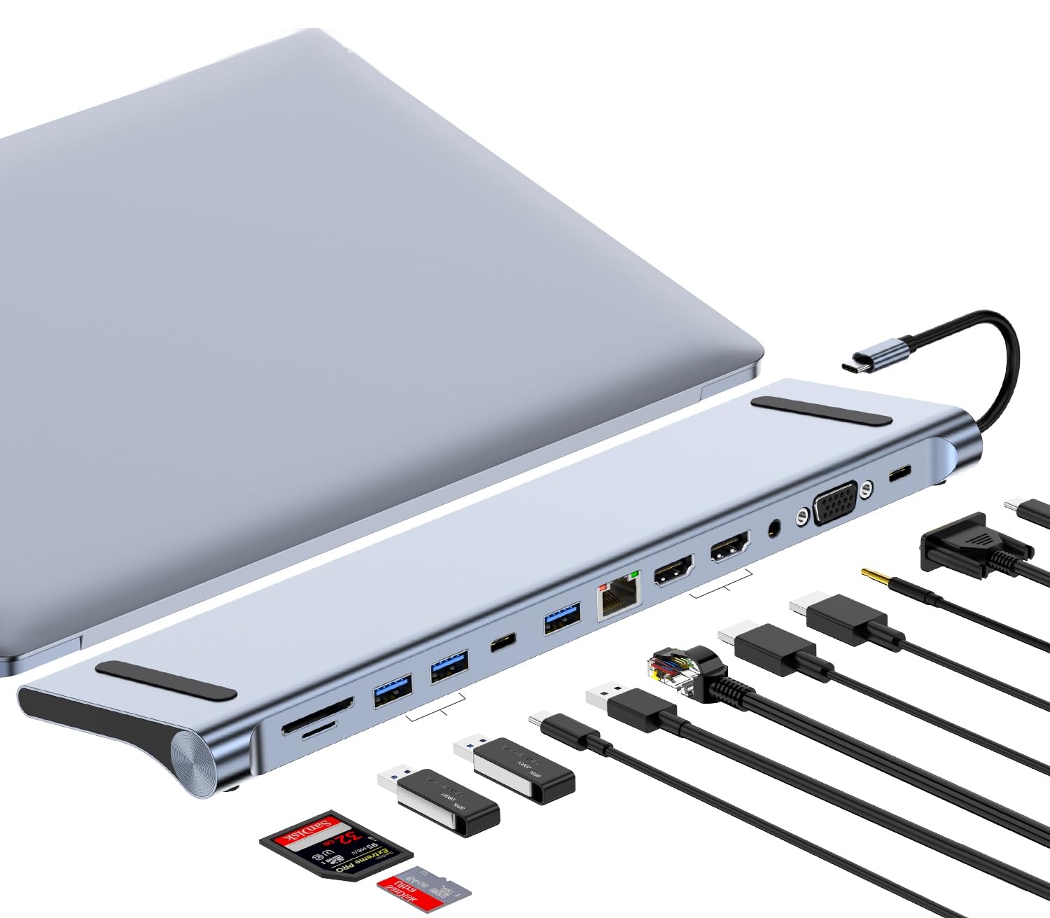 Docking Station 12 in 1 Hub USB C - Doppio Display 4K HDMI/DisplayPort, Supporto Laptop con Carica PD 87W, Lettore TF/SD 1TB e Trasmissione Dati 5Gbps, Compatibile Windows/macOS