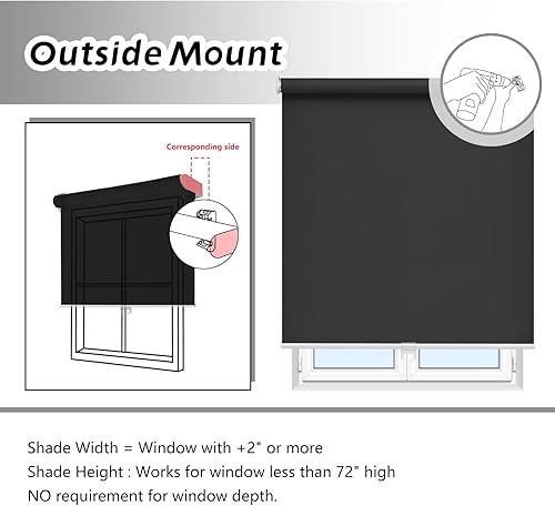 Miniatura 6 de AOSKY Persianas enrollables opacas para ventanas, sin cordones, para oscurecer la habitación, con aislamiento térmico, fácil de instalar, para el