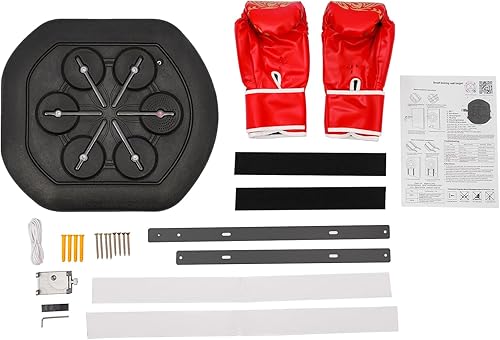 Miniatura 6 de Máquina de boxeo de música, máquina de entrenamiento de boxeo de luz LED montada en la pared, conexión Bluetooth+cable de carga USB+1 par de