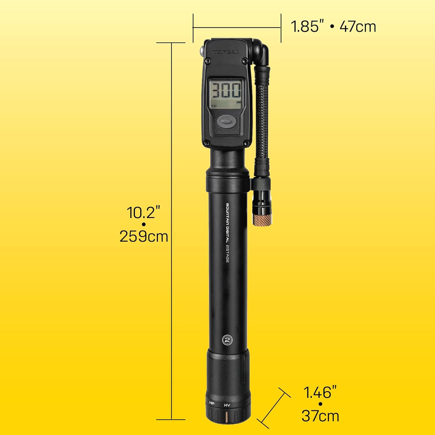 Topeak Mountain Digital 2Stage Bike Pump – Dual-Mode High-Pressure/High-Volume Shock Pump with Digital Gauge, SmartHead ThreadLock & Pressure-Rite Valve System