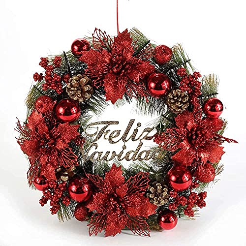 Couronne de Noël pour porte FLXHSA 40 cm décoration suspendue