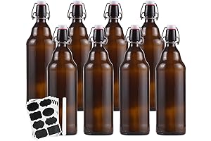 Encheng 32 oz Amber Glass Bottles for Home Brewing