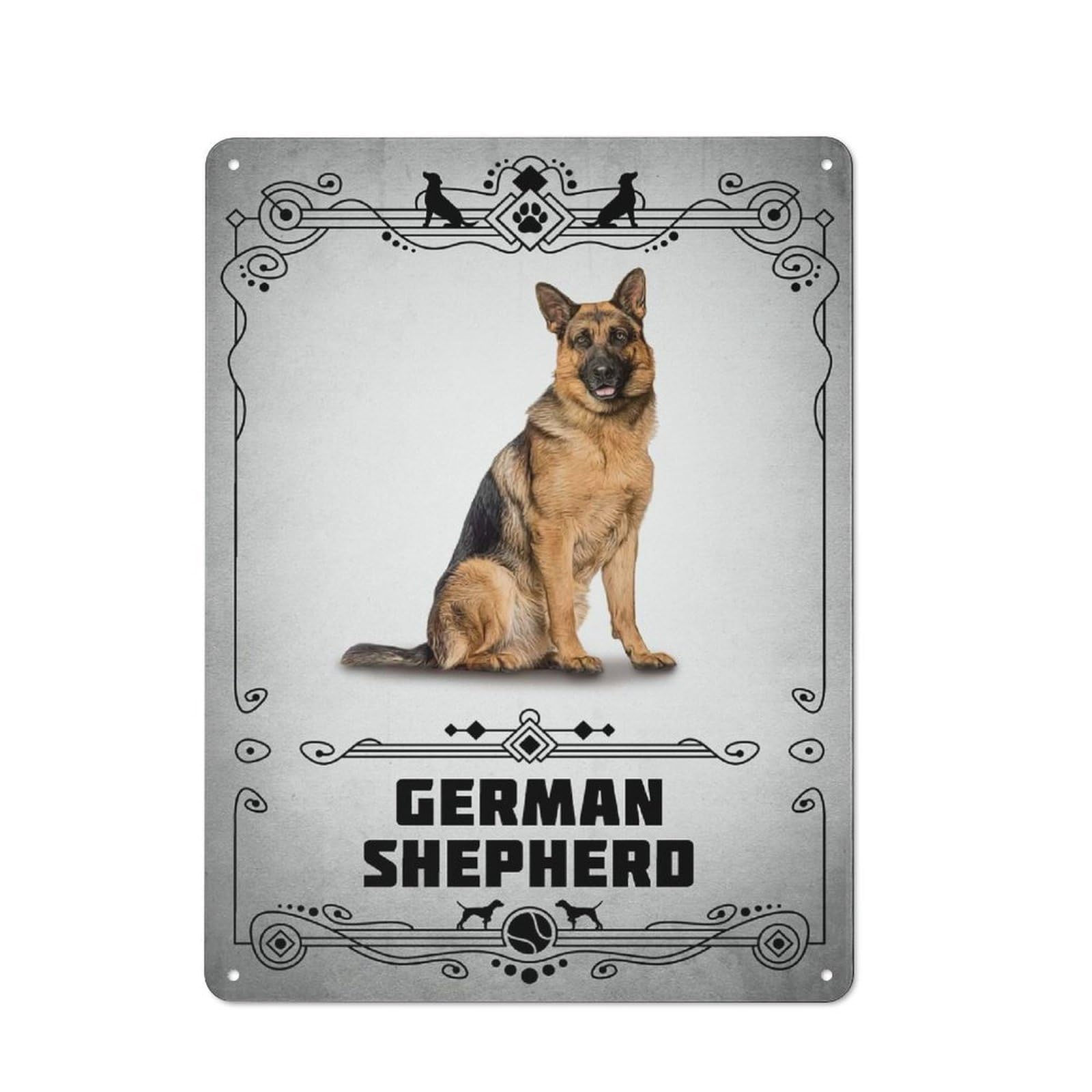 Junmoney Style-23 Country Metal Sign With German Shepherd Design 40X30cm, Barn Style Rustic Kitchen Decor For Farmhouse Kitchen, Pantry Or Dining Area