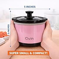 Vista 2 de Mini olla de cocción lenta 0.65qt (20oz) calentador, juego de ollas de fondue, olla de chocolate (acero inoxidable) (rosa)
