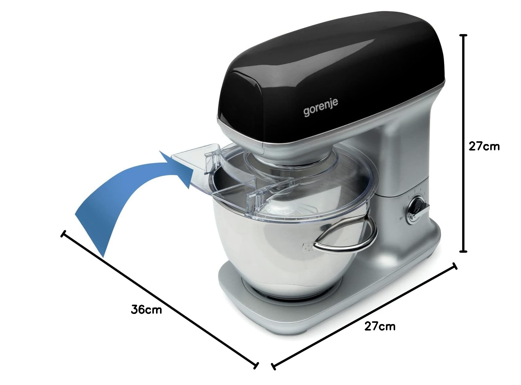 Gorenje MMC 1000 RLBK robot kuchenny z 7 stopniami prędkości, silnik AC, miksowanie 3D, SuperSilent/EasyClean, ochrona przed przegrzaniem, regulacja prędkości obrotowej, 4,5 l/1000 W/37,2 cm, czarny