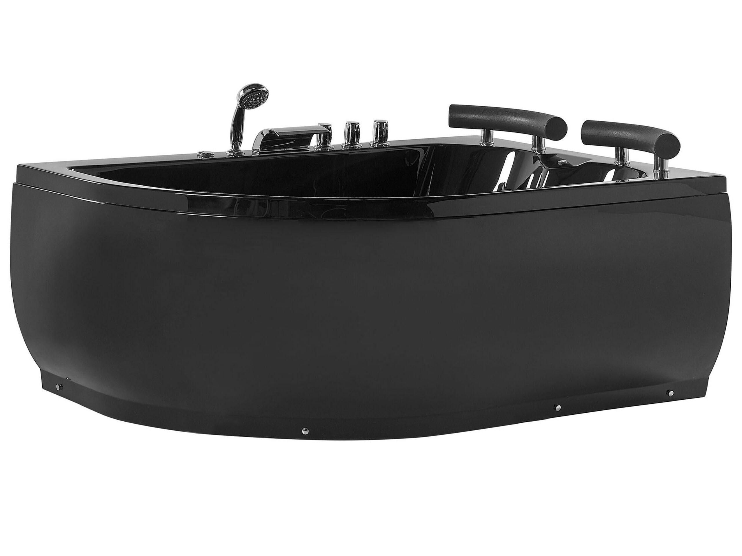 Vasca Idromassaggio Doppia Acrilico Nero con LED Sinistra 158 x 113 cm