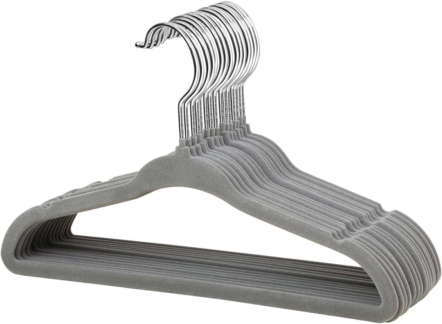 ManGotree 11" Baby Velvet Hangers Non-Slip Kids Hangers 15 Pack Grey | Ultra-Thin Infant Coat Hangers for Nursery Space Saving Felt Toddler Hangers with 360° Swivel Hook for Children's Clothes
