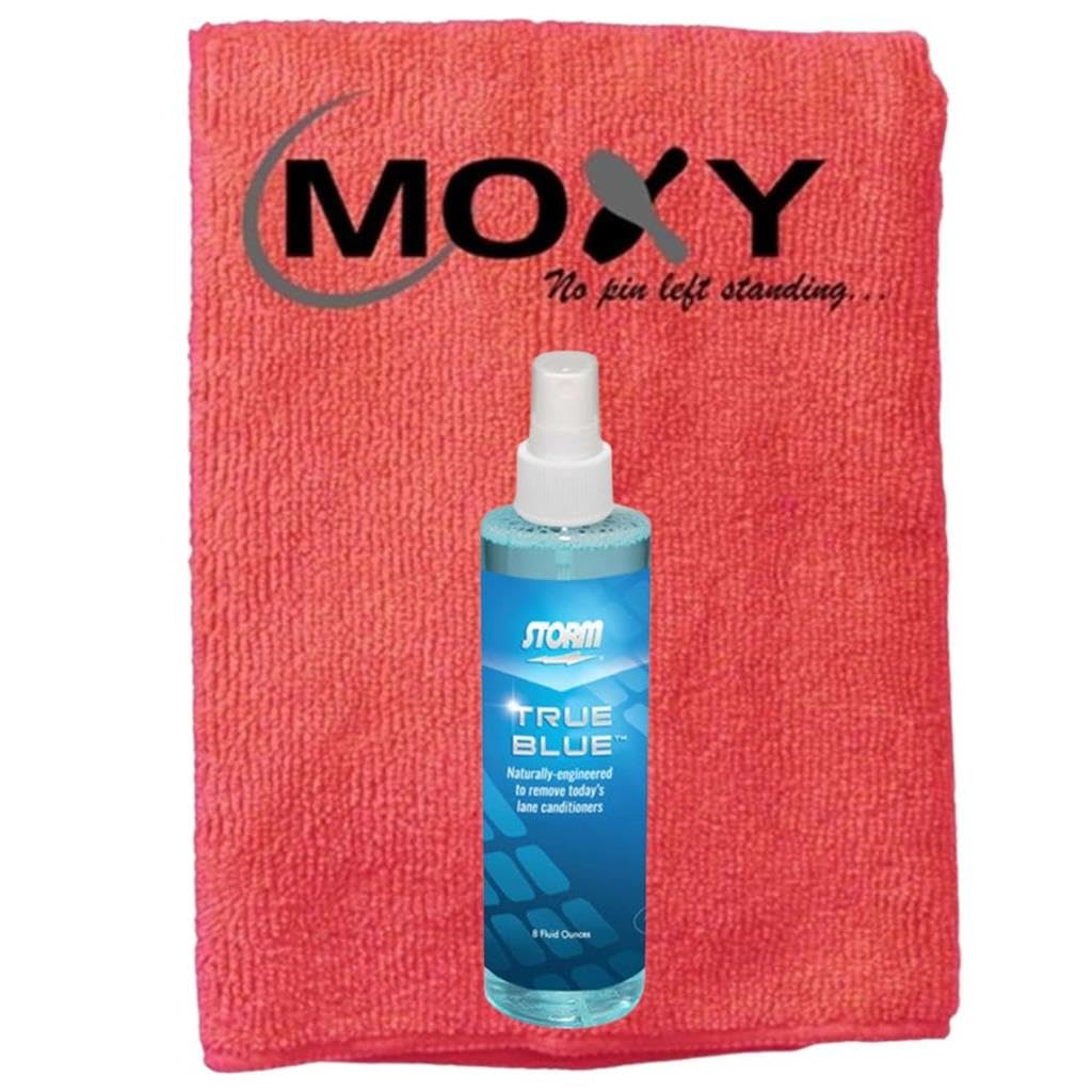 Bowlerstore Products Storm True Bue Bowling Ball Cleaner 8oz Spray Bottle with Moxy Micro Fiber Cleaning Towel (Red)