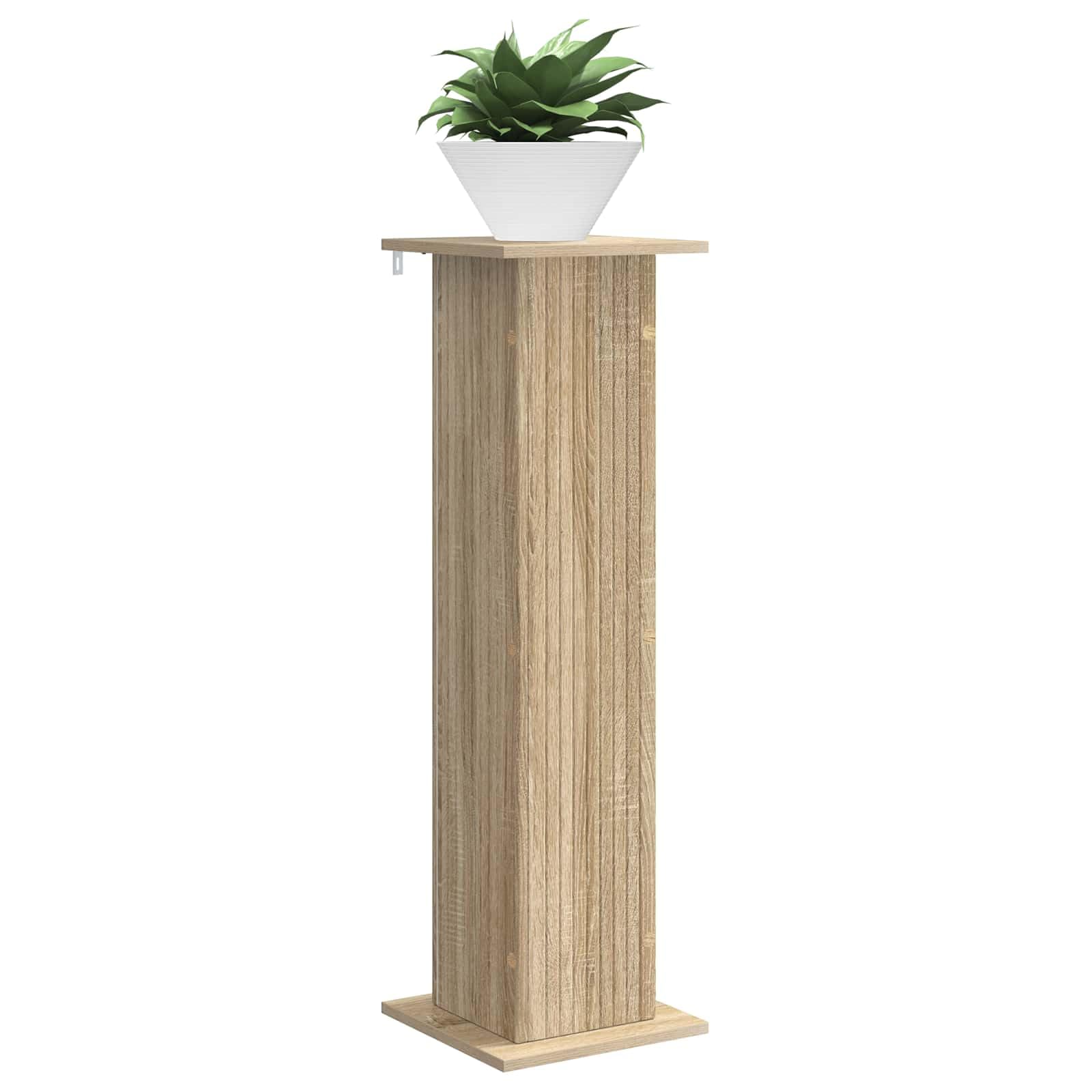 Pflanzenständer 2er Set, Blumenhocker aus Holzwerkstoff, Pflanzensäule für Zimmerpflanzen und Sukkulenten, Blumensäule Modern, Sonoma-Eiche 30,5 x 30 x 100,5 cm